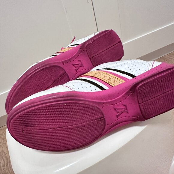 Authentic Louis Vuitton kids leather shoes sneakers white x pink - Picture 4 of 6